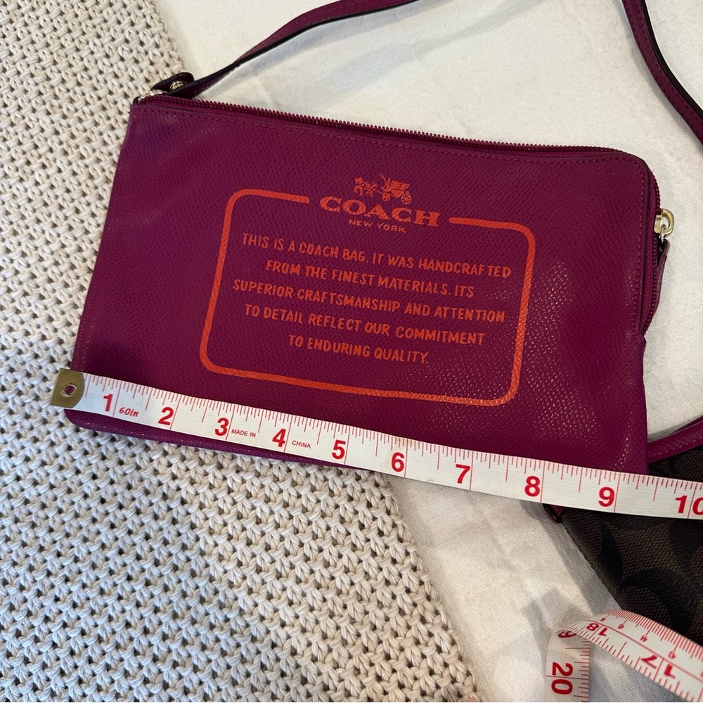 Coach Reversible City Tote In Signature Canvas  Dark Brown and Magenta - Picture 16 of 16